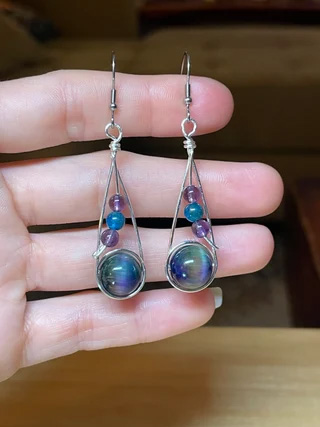 Rainbow Tigers Eye Earrings